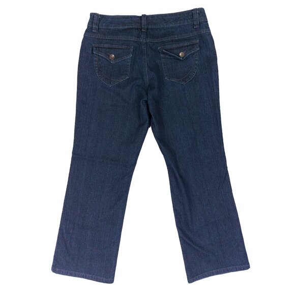 Nine West Pants Womens Sz 12 Petite Bootcut Jeans Mid Rise Dark Wash - Picture 2 of 7
